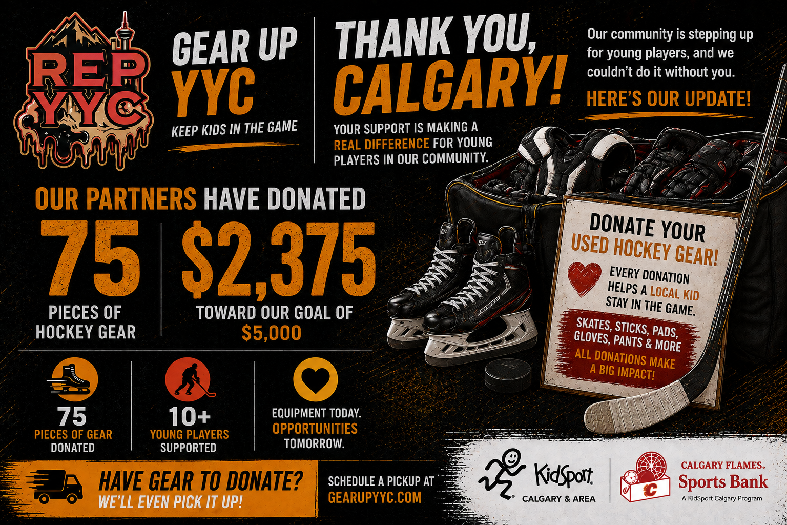 Gear Up YYC equipment and fundraising campaign update